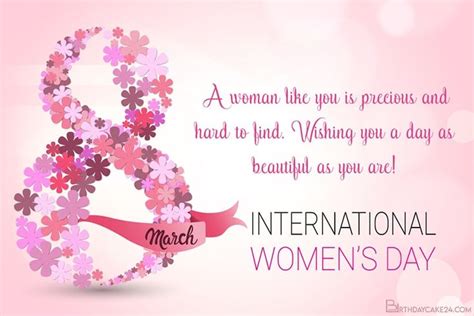 An International Womens Day Greeting Card With Flowers In The Shape Of A Number Eight