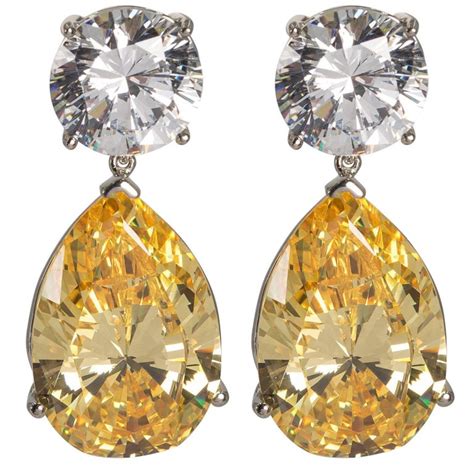 Magnificent Costume Jewelry Gia Report White And Yellow Drop Cz