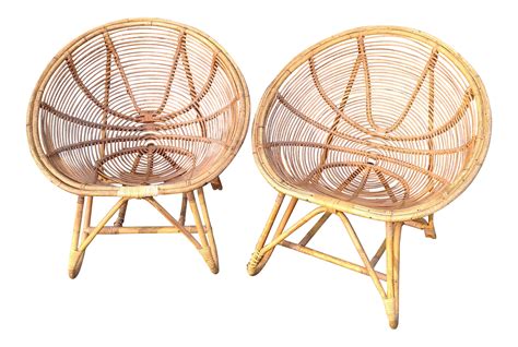 Antique Bamboo And Rattan Egg Chairs Pair Chairish