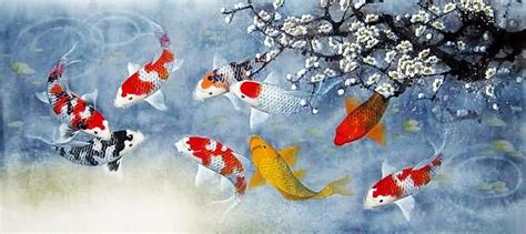 Lucky Koi Fish Painting Best Feng Shui Koi Fish Painting Etsy
