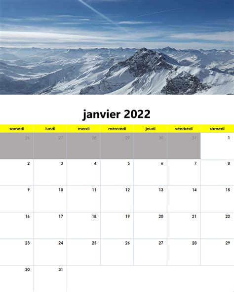 Calendrier Janvier 2022 à Imprimer Gratuitement Fotomelia