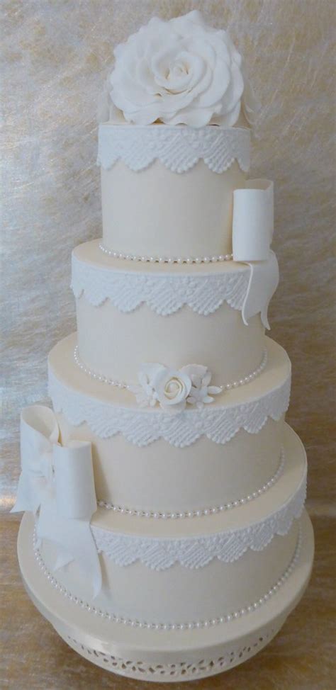 Beautiful Ivory Wedding Cake This Is My First Wedding Cake Flickr