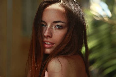 Women Face Freckles Brunette