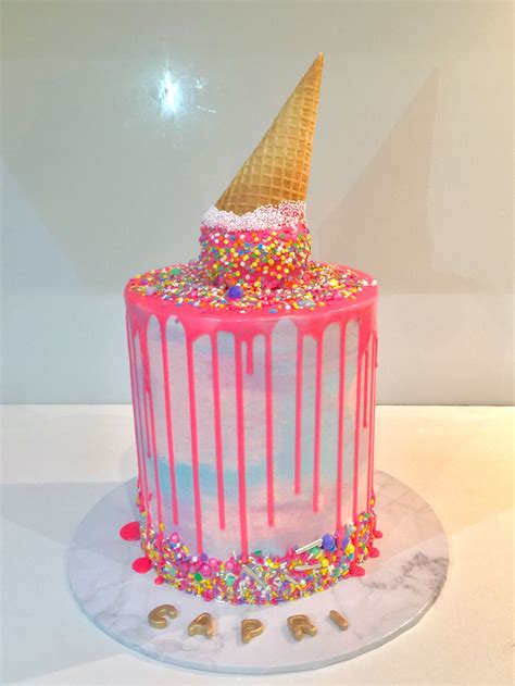 Bubblegum Ice Cream Drip Cake Cotton Candy Cakes Drip Cakes Cake