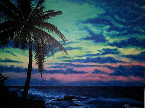 Sunset Palm 300 Ly Painting Original Paintings Hawaiian