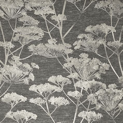 Graham And Brown Serene Charcoal And Gold Floral Wallpaper 119966