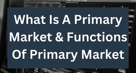 What Is A Primary Market And Functions Of Primary Market By Shreya