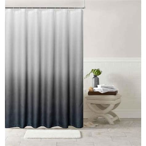 Dainty Home Printed Ombre 70 In X 72 In Black Waffle Shower Curtain