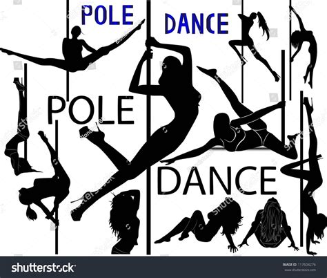 Set Black Silhouettes Dancing Girls Striptease Stock Vector Royalty Free 117604276 Shutterstock