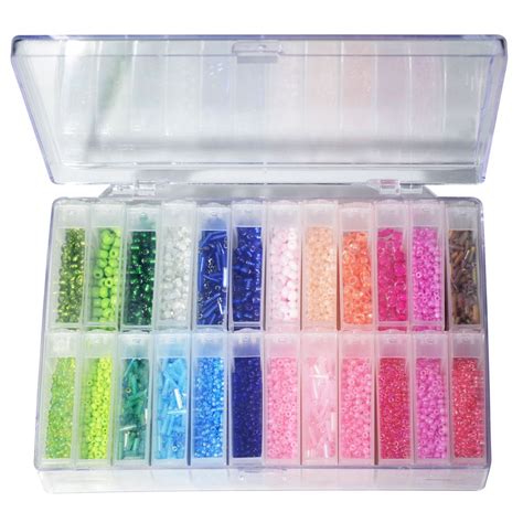 Basic Elements Glass Seed Bead Assortment And Storage Container Size