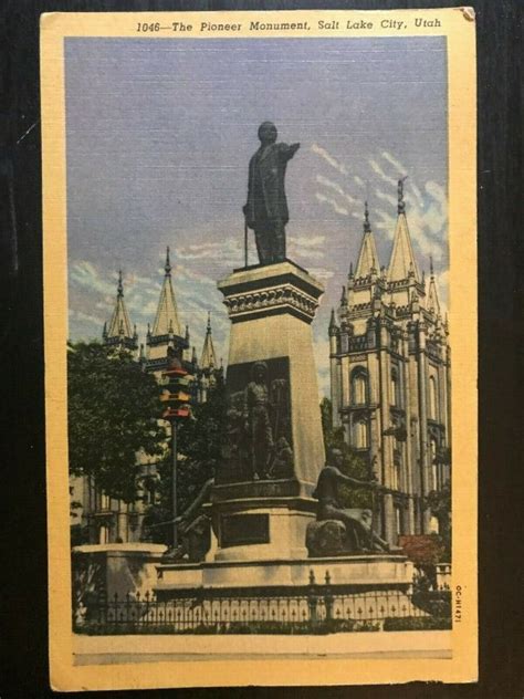 Vintage Postcard 1950 The Pioneer Monument Salt Lake City Utah United
