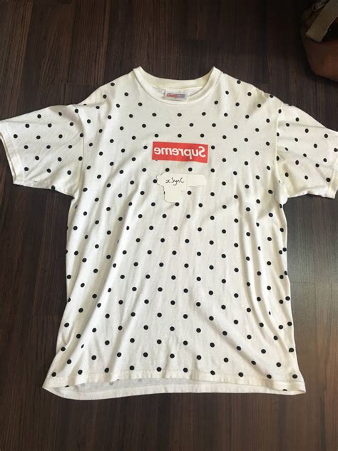 Supreme Supreme X Cdg White Polka Dots Box Logo Tee Shirt Grailed