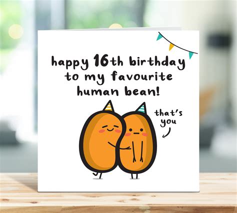 Funny 16th Birthday Card Happy Birthday To My Favourite Human Etsy Uk