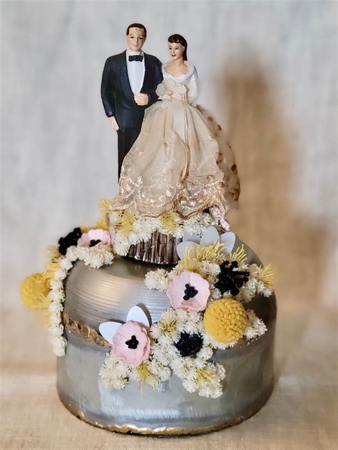 Unique Vintage Wedding Cake Topper Caucasian Bride And Groom Etsy