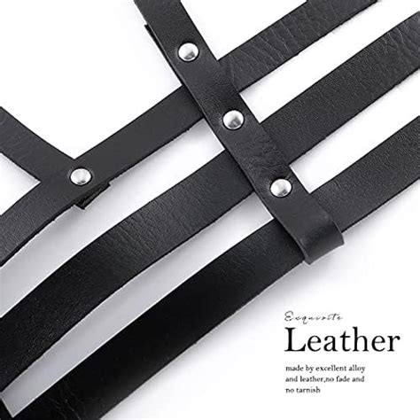 Asooll Punk Leather Waist Belt Black Belly Body Chain