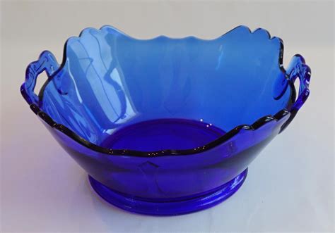 Large Antique Cobalt Blue Hnd Blown Glass Victorian Handled Bowl Etsy Handled Bowls