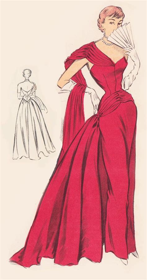 Vintage Sewing Pattern 1950s Evening Ball Gown In Any Size Etsy