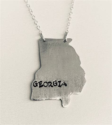 Silver Georgia State Necklace Etsy In 2021 State Necklace Necklace