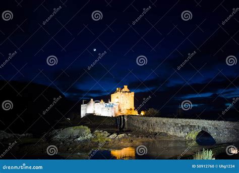 Eilean Donan Castle Scotland Stock Photo Image Of Restored Twilight