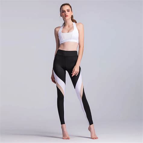 the new fashion stitching pants women leggings sexy mesh workout patchwork leggins polyester