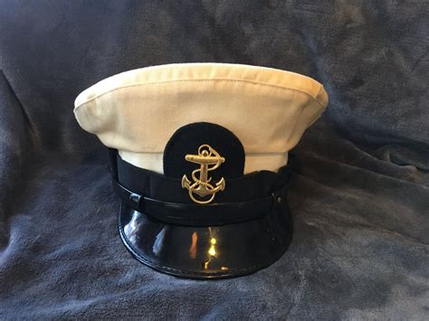 Vintage Us Navy Officers Visor Service Cap 1970s By Vintagecotten On