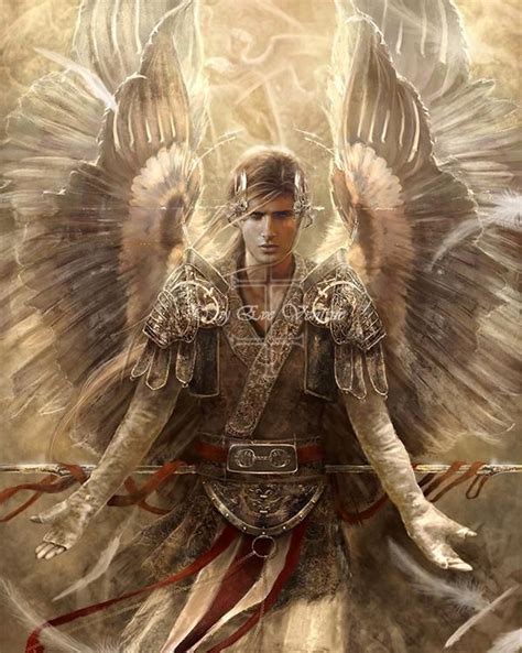 Digital Art By Eve Ventrue Cuded Angel Warrior Archangels Male Angels