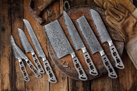 Aus 10 Damascus 8 Piece Knife Blank Set No Logo Katsura Cutlery