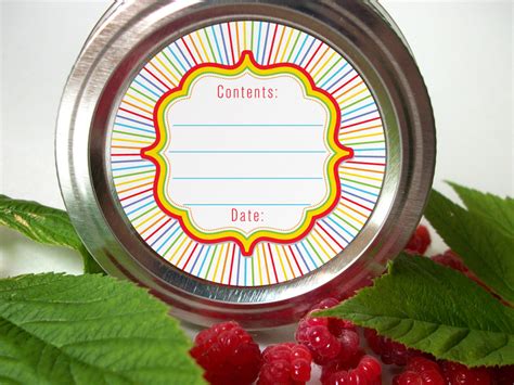 Colorful Adhesive Canning Jar Labels August