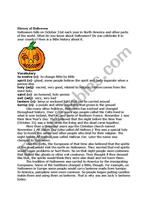 Utube Halloween Story In English Learn English Through Story - halloween history+ quiz - ESL worksheet by d3vilutzu