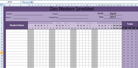 Monthly Attendance Spreadsheet Template Excel Format Excel