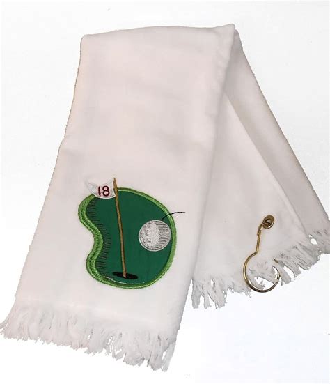 White Golf 18th Hole Design Embroidered Golf Towel Wgrommet Etsy Uk