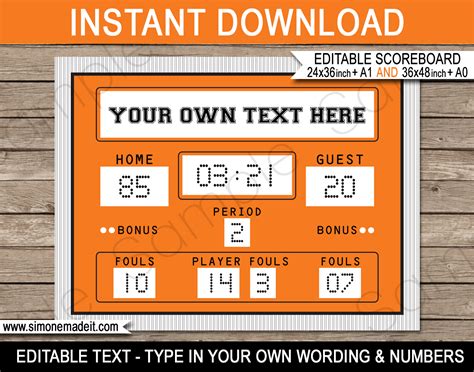 Gambar Printable Basketball Scoreboard Template Signs Coloring Pages Di