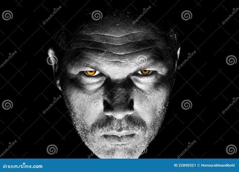Menacing Looking Man With Orange Eyes Stock Image Image Of Close