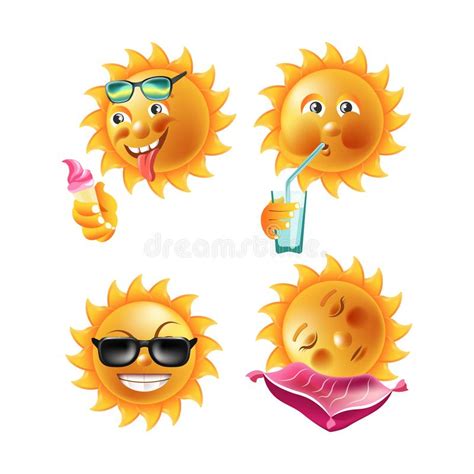 Emoticons De La Historieta De Las Sonrisas O Del Verano De Sun Y Caras