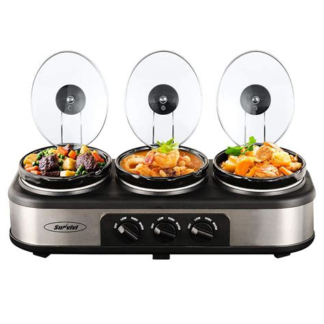 Electric Slow Cooker 3x15 Quart Triple Slow Cooker Buffet Server