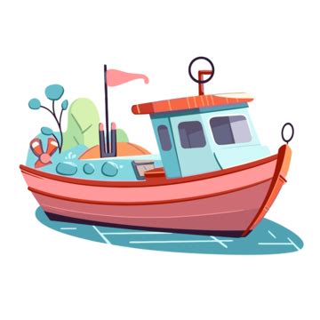 Boat Clipart Fishing Boat Vector Illustration Cartoon Boat Clipart