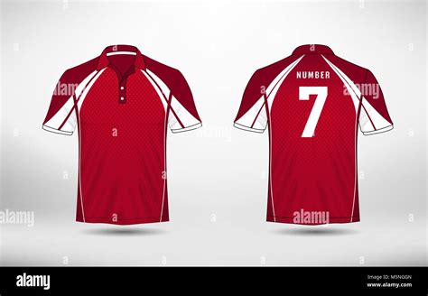 Red An White Lines Layout Football Sport T Shirt Kits Jersey Shirt Design Template Stock