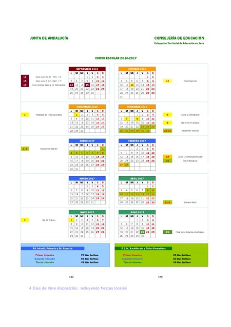 Calendario Escolares 2016 2017 Jaen Imagenes Educativas
