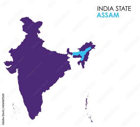 Assam Map Of Indian State Assam Map Vector Illustration Assam Vector