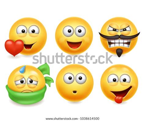 Smiley Face Icons Funny Faces 3d Stock Vector Royalty Free 1038614500