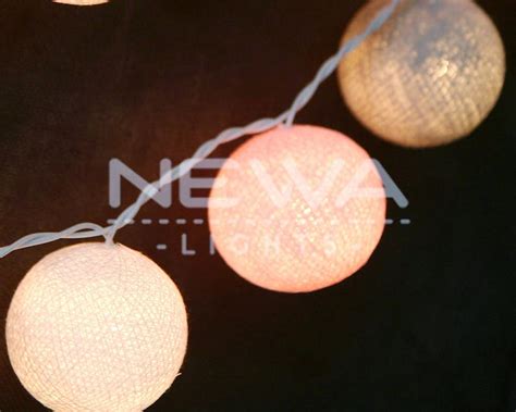 35 Pastel Pink Gray White Cotton Ball Lights String Lights Etsy