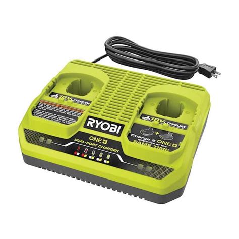 Ryobi One 18v Dual Port Simultaneous Charger Pcg005 The Home Depot