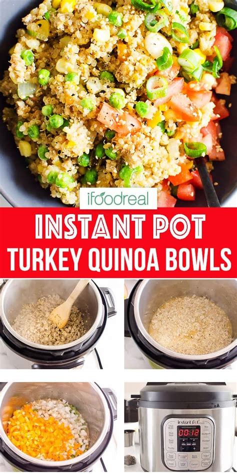 After that, all you need is some shredded cheese, shredded lettuce, and juicy diced tomatoes! Instant Pot Ground Turkey Quinoa Bowls is healthy 30 ...