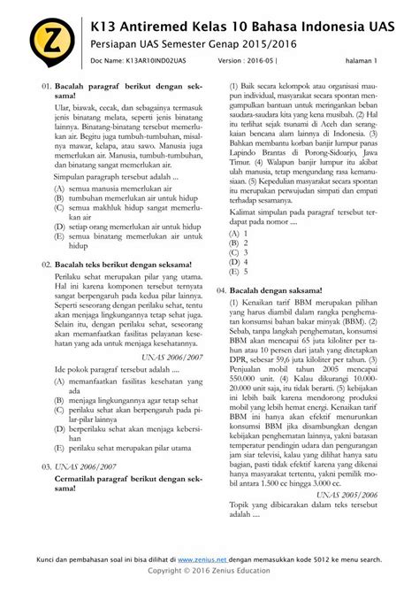 PDF K Antiremed Kelas Bahasa Indonesia UAS Zenius Net