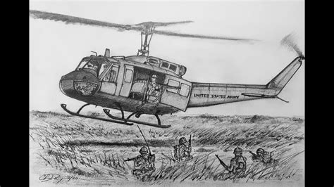 How To Draw A Uh 1 Huey Helicopter Youtube