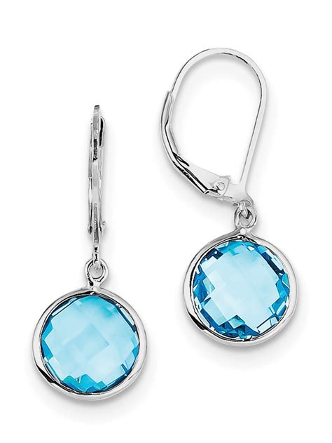 Sterling Silver Rhodium Plated Blue Topaz Earrings Walmart Com