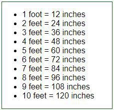 Likewise the question how many inch in 10 foot has the answer of 120.0 in in 10 ft. Convert feet to inches, inches in feet (12in = 1ft)