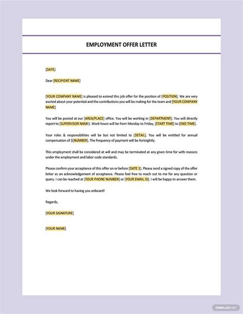 Offer Letter Template In Pdf Free Download Template Net