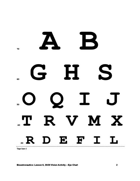 2020 Vision Activity Eye Chart Free Download