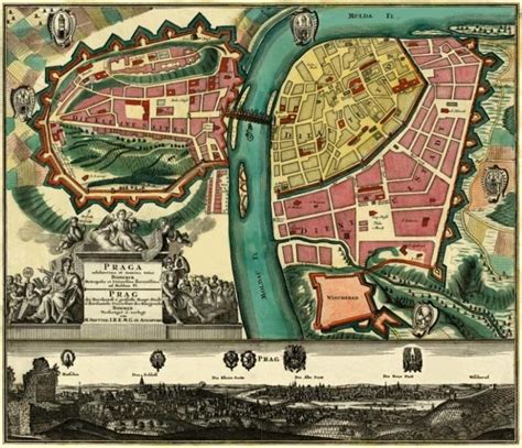 Map Of Prague Old Historical And Vintage Map Of Prague